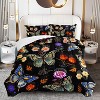 Black Floral Comforter Set, Colorful Butterfly and Floral Pattern Bedding Set - 2 of 4