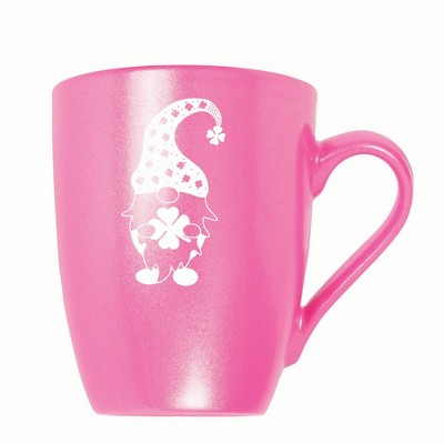 Elanze Designs Gnome With Clover Pattern On Hat 10 ounce New Bone China Coffee Tea Cup Mug, Princess Pink