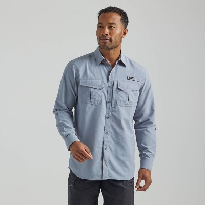 Wrangler Men's ATG Long Sleeve Fishing Button-Down Shirt - Gray XXL