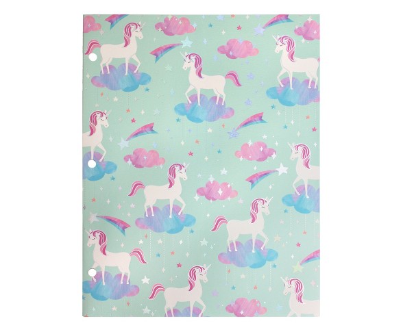 2 Pocket Paper Folder Blue Unicorns - greenroom