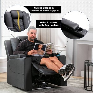 COMHOMA Recliner Chair Electric Massage Recliner Sofa with Led PU Leather Reclining Chair Black - 1 of 4