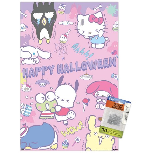Trends International Hello Kitty and Friends - Kuromi Framed Wall Poster Prints Barnwood Framed Version 14.725 x 22.375
