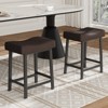 GustoWave 24 in Saddle Bar Stools Set of 2, Kitchen Island Seating with Metal Frame, Bonded Leather Upholstery  Saddle Seats - 3 of 4