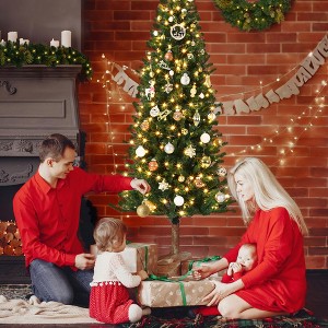 Pencil Christmas Tree 7.5ft Pre-lit  Holiday Decoration, Lighted Skinny Décor LED Lights, Metal Stand, 7.5 ft Xmas Tree for Room, Bedroom, Apartment - 1 of 4