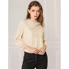 INSPIRE CHIC Women's Mock Neck Lace Panel 3/4 Sleeves Blouse - 3 of 4