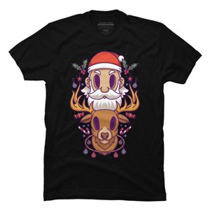 Men's Design By Humans Santa and The Reindeer By PentoolKnight T-Shirt - 1 of 4