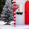 Angel Sar Lighted "SANTA STOP HERE" Christmas Yard Sign, 70 LED White Lights Outdoor Decoration with Ground Stakes, Holiday Road Sign for Lawn, Garden - 2 of 4