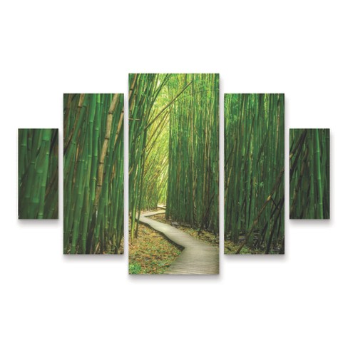 Trademark Fine Art Dennis Frates Bamboo Path 5 Piece Panel Set Art - 40 ...