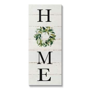 Stupell Industries Home Vertical Phrase Green Leaf Wreath Family Typography Canvas Wall Art