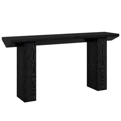 Gulches Industrial Farmhouse Console Table, 2-Tier, Black Wood Grain, Extra Long 63", Sofa/Entryway/Hallway Table