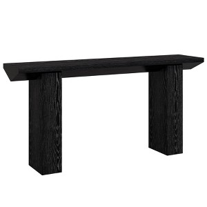 Gulches Industrial Farmhouse Console Table, 2-Tier, Black Wood Grain, Extra Long 63", Sofa/Entryway/Hallway Table - 1 of 4