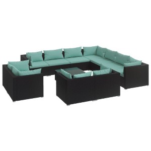 vidaXL Garden Lounge Set Black, Water Blue - 1 of 4
