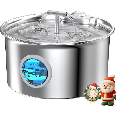 Stainless Steel Cat Water Fountain, Automatic Pet Water Dispenser with Quiet Pump