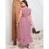 Clearlove Women's Summer Plus Size Dress Ruffle Cap Sleeveless V Neck Side Split Long Beach Maxi Dress - 4 of 4