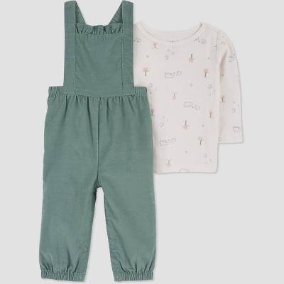 Image of Carter's Just One You®️ Baby Girls' Floral Top & Overalls Set - Green 9M