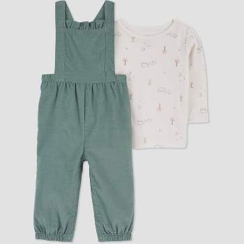 Carter's Just One You®️ Baby Girls' Floral Top & Overalls Set - Green