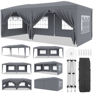 10×20 Ft Outdoor Party Tent, Pop Up Canopy Tent with 6 Removable Sidewalls, Heavy Duty Gazebo Shelter, Block Uv and Waterproof Wedding Tent, White - 1 of 4