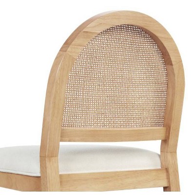 Bailey Natural Cane and Linen Upholstered Side Chair Set