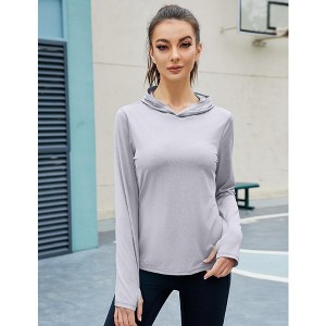 Women's Long Sleeve Sun Protection Hoodie Top - 1 of 4