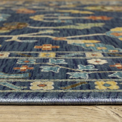 Hand-knotted Blue and Multi Oriental Rectangular Rug