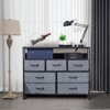 DOMETOUR 38" Wide Wooden Cabinet with 7 Fabric Storage Drawers and Wood Top, Grey - 3 of 4