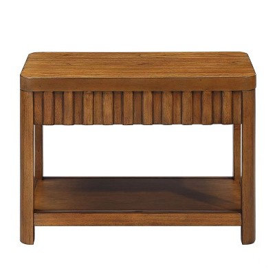 Hostack 25'' End Table with Storage Shelf, Rectangular Farmhouse Sofa Side Table with Solid Wood Legs for Living Room and Bedroom, Walnut