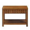 Hostack 25'' End Table with Storage Shelf and Solid Wood Legs for Living Room and Bedroom, Walnut - 2 of 4