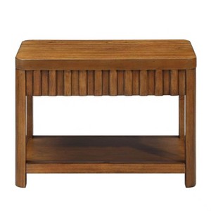 Hostack 25'' End Table with Storage Shelf and Solid Wood Legs for Living Room and Bedroom, Walnut - 1 of 4