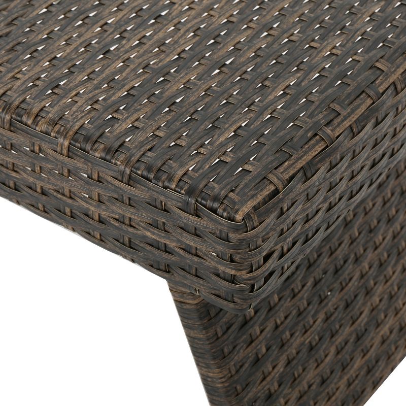 Thira Wicker Adjustable Folding Side Table - Mocha - Christopher Knight Home, 5 of 6
