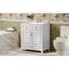Okak 30" Retro Style Solid Wood Frame Bathroom Vanity with Sink Freestanding Resin Sink Vanities with Cabinet and 2 Soft Closing Doors, White - 3 of 4