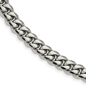 Black Bow Jewelry Men's 10mm Stainless Steel Polished Curb Chain Necklace, 24 Inch - 1 of 4