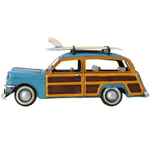 HomeRoots 6" Blue And Yellow Metal Hand Painted Decorative Car - 1 of 4