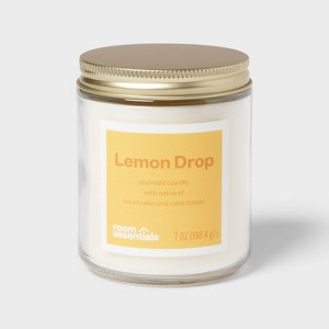 7oz Glass Jar Candle with Lid Lemon Drop - Room Essentials™ - 1 of 3