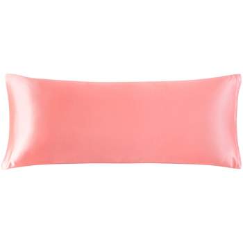 PiccoCasa Satin Zipper Closure Silky Satin Body Pillow Cover 1 PC Light Coral 20"x60"