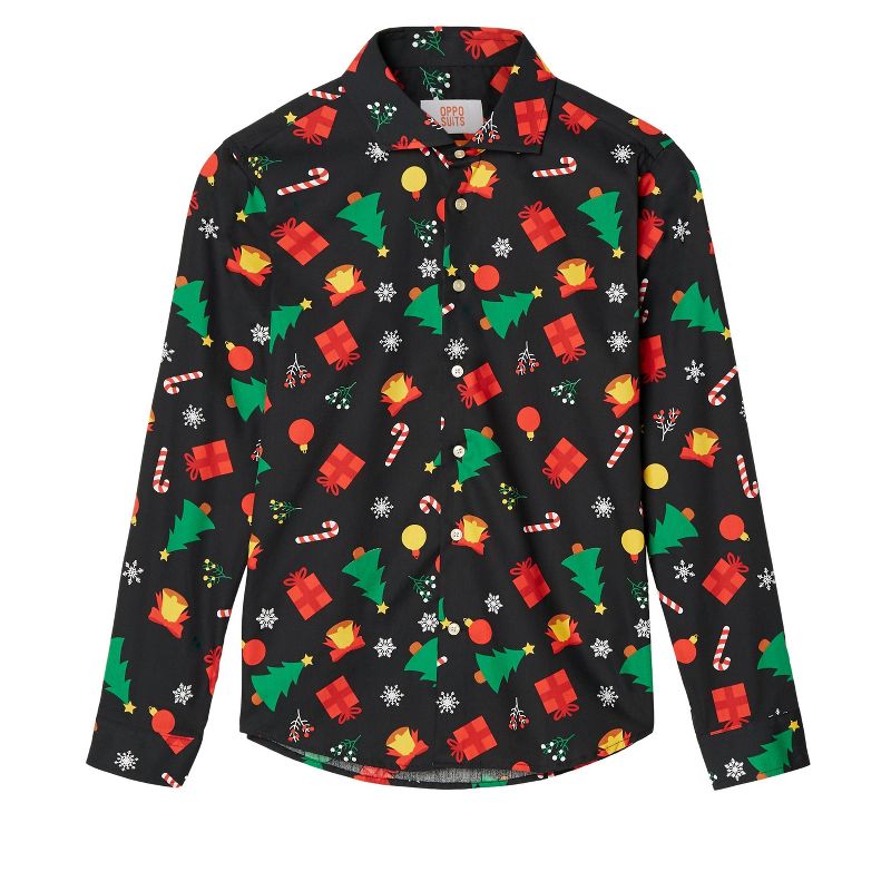 OppoSuits Teen Boys Christmas Shirt - Christmas Icons Black, 4 of 6