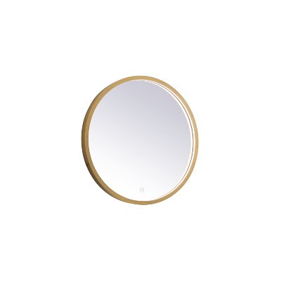 Elegant Brass Round LED Mirror with Aluminum Frame