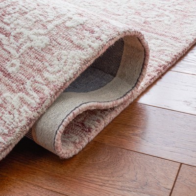 Ivory and Pink Floral Hand-Tufted Wool 6' x 9' Area Rug