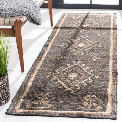 Handwoven Black and Ivory Kilim Runner Rug