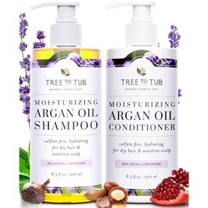 Tree To Tub Hydrating Sulfate Free Shampoo and Conditioner Set for Dry Hair, Dry Scalp Moisturizing Argan Oil Shampoo and Conditioner for Women & Men - 1 of 4