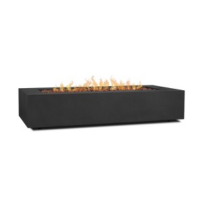 Aegean 70" Rectangle Steel Propane or Natural Gas Fire Pit Table in Black by Real Flame - 1 of 4