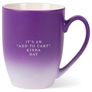 Elanze Designs 12 Ounce Ceramic Decorative Laser Engraved Giftable Novelty Tea Coffee Cup Mug Purple and White It's an "add to cart" kinda day - 1 of 4