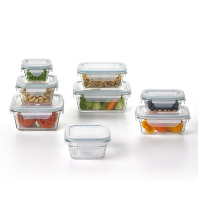 TemperMax Clear Glass 16-Piece Food Storage Set with Airtight Lids