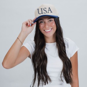 Embroidered USA Letters - Women's Corduroy Trucker Hat - 1 of 3