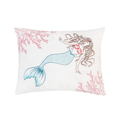 C&F Home 14" x 18" Coral Mermaid Indoor / Outdoor Embroidered Pillow