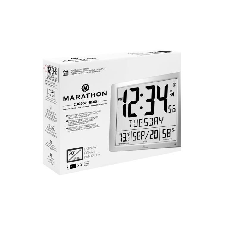Marathon Super Jumbo Atomic Sleek & Stylish Wall Clock With Full Date display and 7 Time Zones, 5 of 6