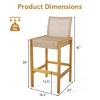 Costway Set of 4 Patio Wood Barstools Rattan Bar Height Chairs with Backrest Porch Balcony - 4 of 4