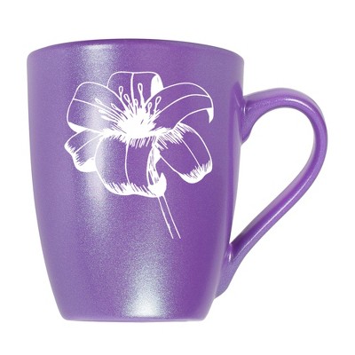 Elanze Designs Botanical Floral Nature Coffee Cup Mug 10 Ounce Ceramic With Shimmery Metallic Finish Elegant Minimalist Daylily Flower Silhouette