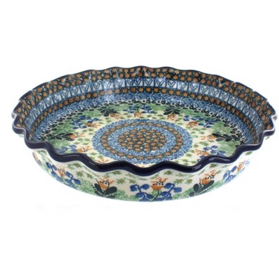 Blue Rose Polish Pottery 636 Ceramika Artystyczna Pie Plate