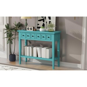 NicBex 2 Drawers Console Table with 1 Open Shelf,Entryway Table with Black Round Knobs and Rubberwood Legs,Modern Couch Table for Living Room - 1 of 4