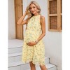 Coolmee Womens Summer Maternity Mini Dresses Casual Halter Sundress Sleeveless Floral Flowy Babydoll Pleated Beach Dress - 2 of 4